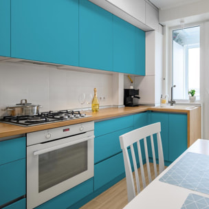 Rouleau adhésif décoratif Vinyle au Mètre - Bleu ciel - Sticker Lavable Imperméable Mur Cuisine Meubles