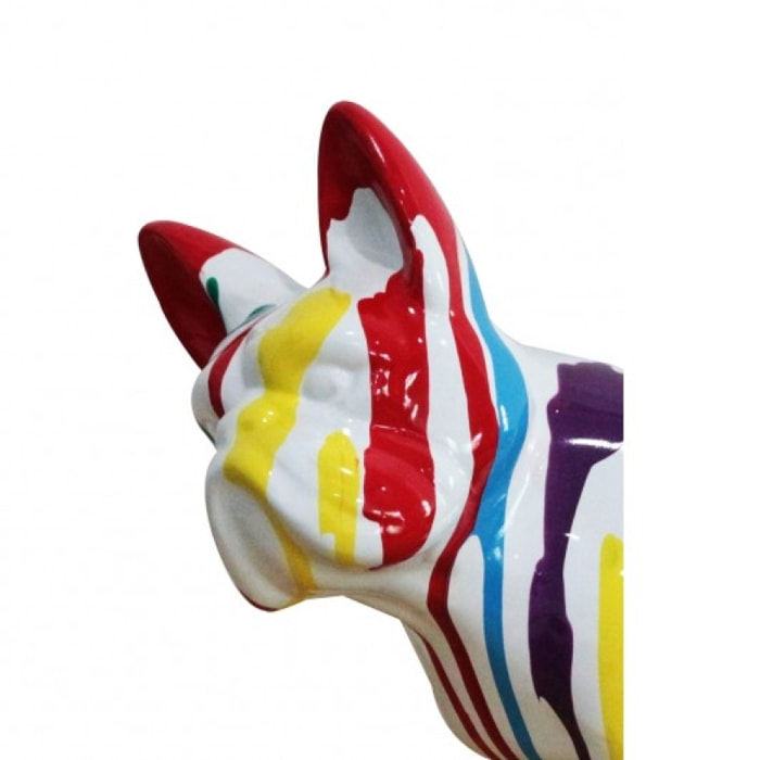 Statuette chien bouledogue multicolore en résine H32cm - MATEO