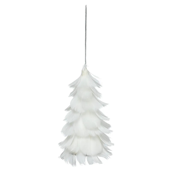 Décoration de sapin plumes blanc 15cm