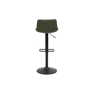Tabourets de bar réglables pivotants 360° en tissu vert kaki et métal noir (lot de 2) BOOST