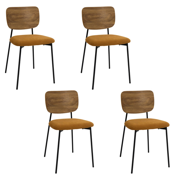 Lot de 4 Chaises - HOME DECO FACTORY - Jules - Design Épuré - Jaune