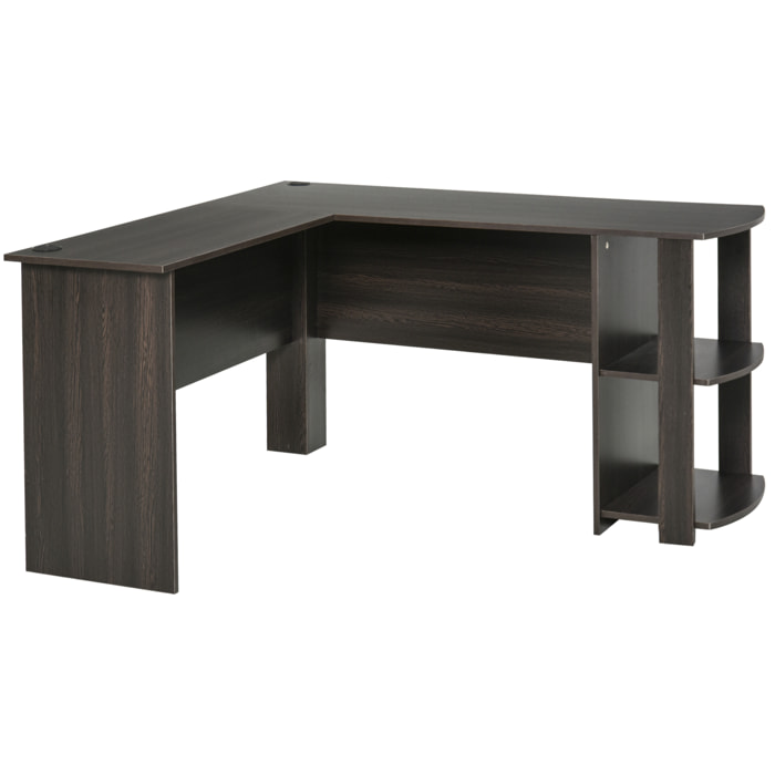 Mesa de PC Esquinera Forma L de Madera 136x130x72cm Negro