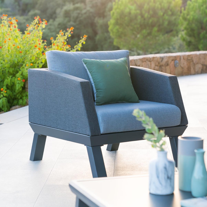 Fauteuil de salon de jardin "Axiome" graphite en aluminium traité époxy