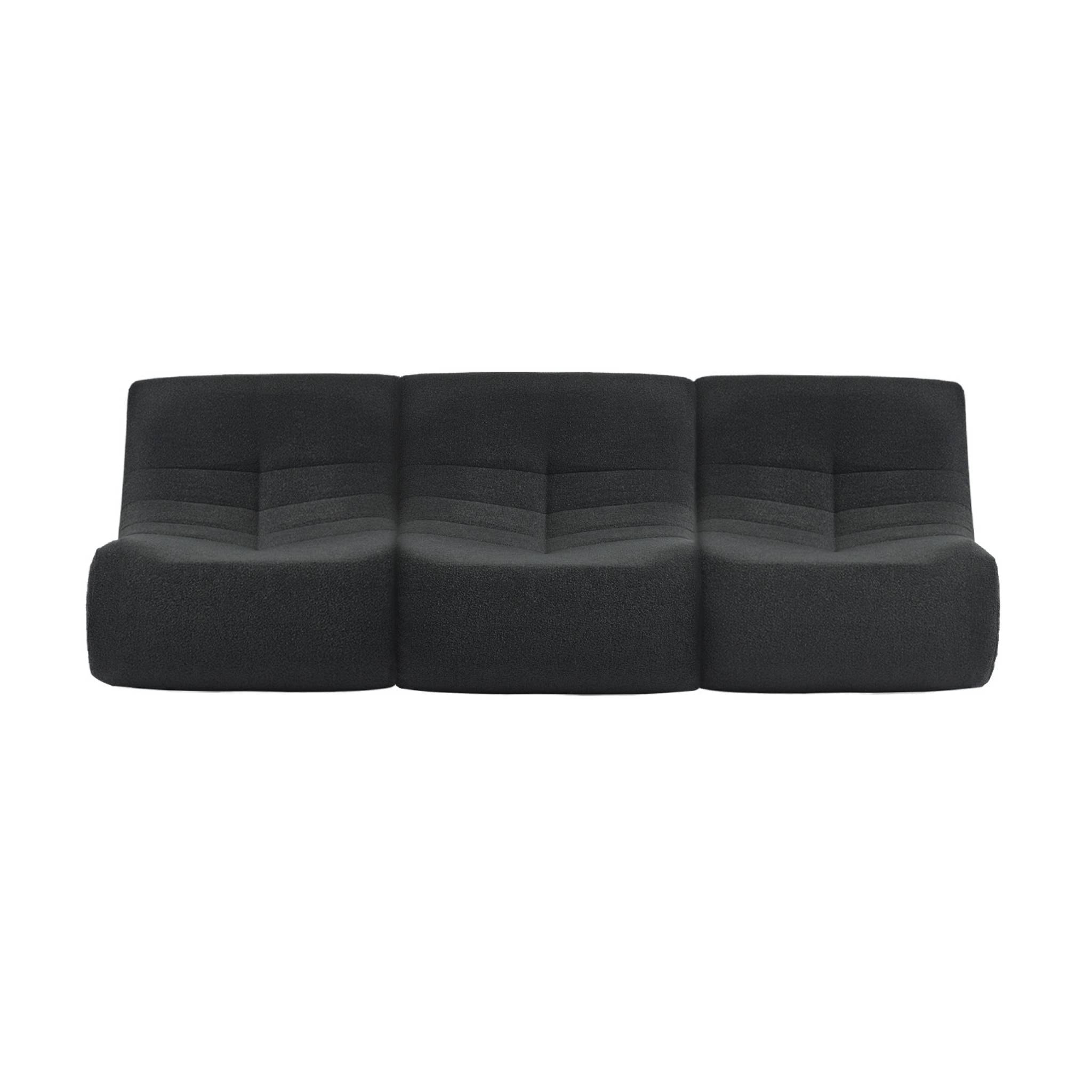 Lot de 3 fauteuils chauffeuses en bouclette texturée noir style contemporain 1 place