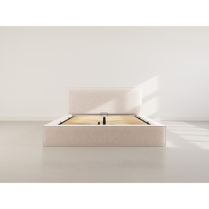 Topaze - lit coffre - 160x200 cm - sommier inclus - velours côtelé - Beige
