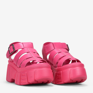 Sandalias cangrejeras con plataforma rosas