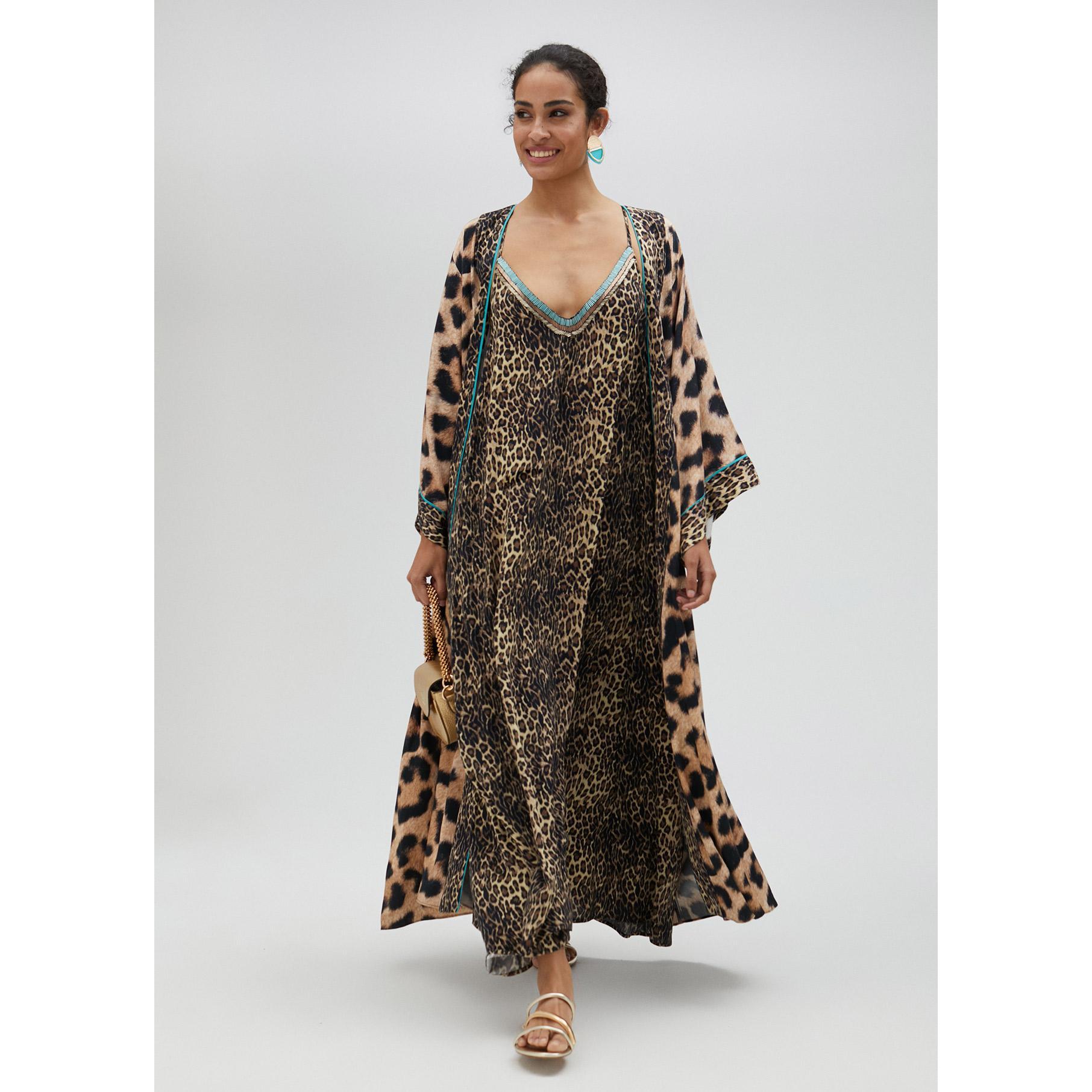 Kimono lungo leopardato