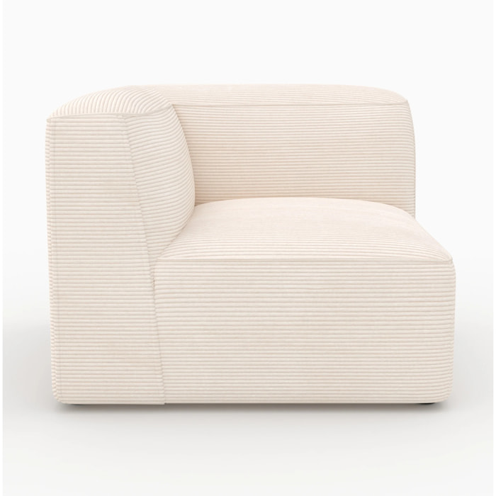 Angle gauche pour canapé modulable en velours blanc cassé - Mina