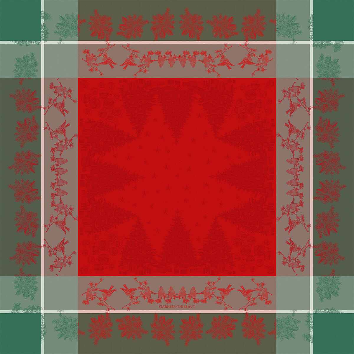 Nappe anti tache pur coton jacquard Cadeaux de noel rouge