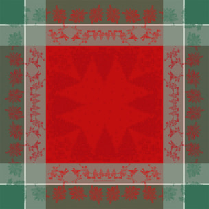 Nappe anti tache pur coton jacquard Cadeaux de noel rouge