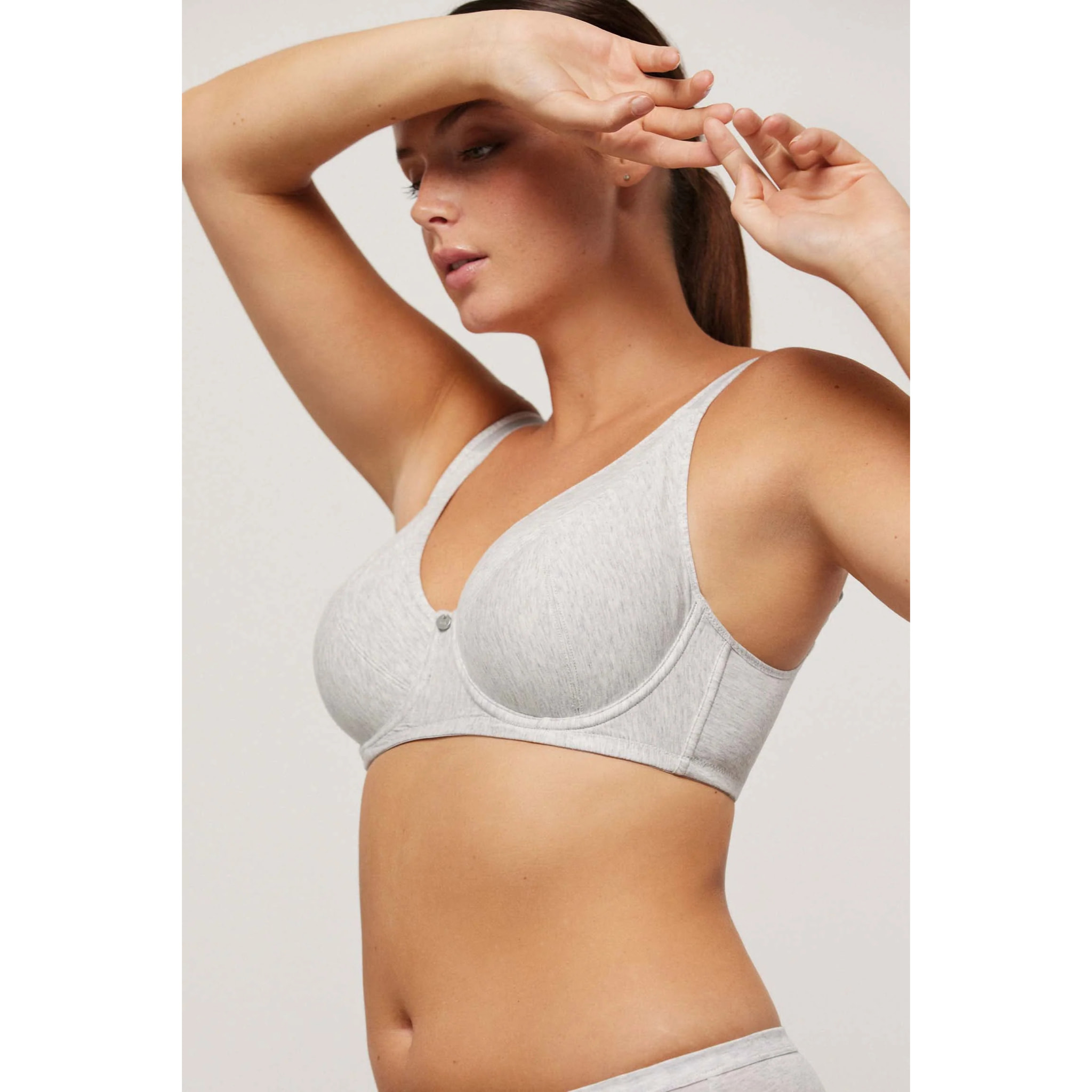 Reggiseno con ferretto non imbottito in cotone e modal grigio, coppe C e D