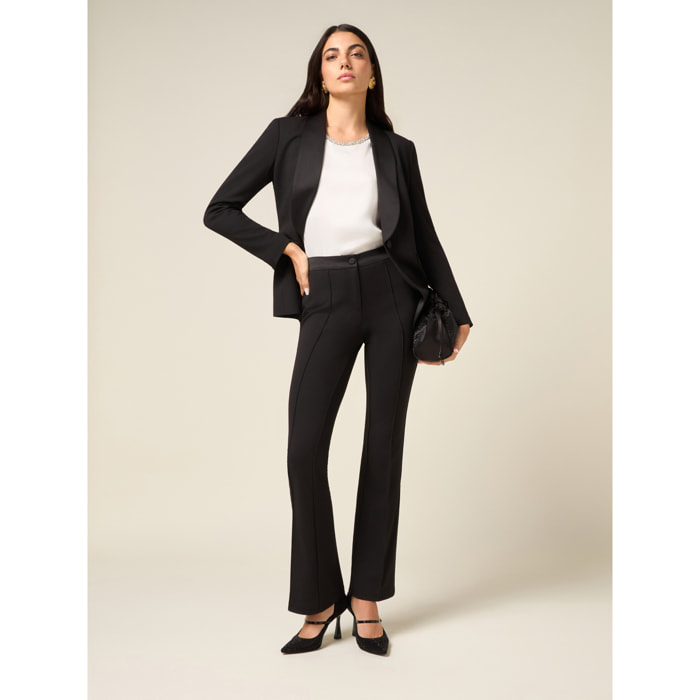 Oltre - Pantalones acampanados en tejido crepé - Negro