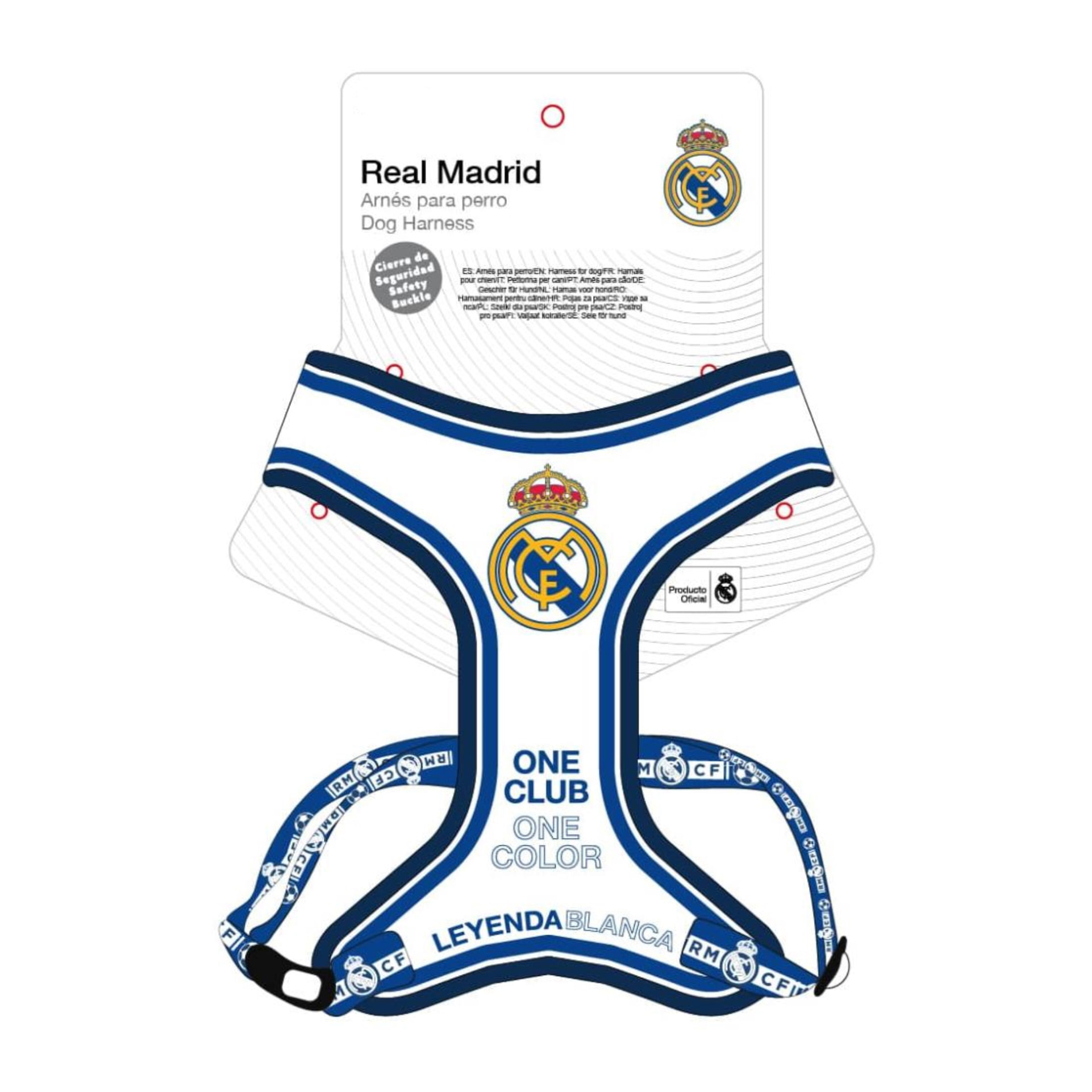 Arnés reversible para perros diseño real madrid