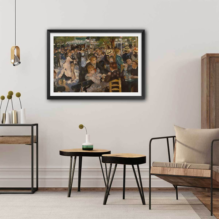 Poster Bal du moulin de la galette - Auguste Renoir Affiche + cadre en bois - Noir