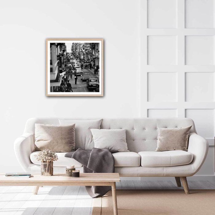 Affiche ville - Le Touquet en 1960 Affiche + cadre en bois - Chêne