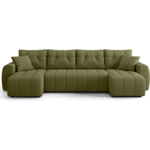 Canapé panoramique convertible 6 places en tissu chenille - ALBA