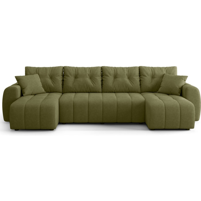 Canapé panoramique convertible 6 places en tissu chenille - ALBA