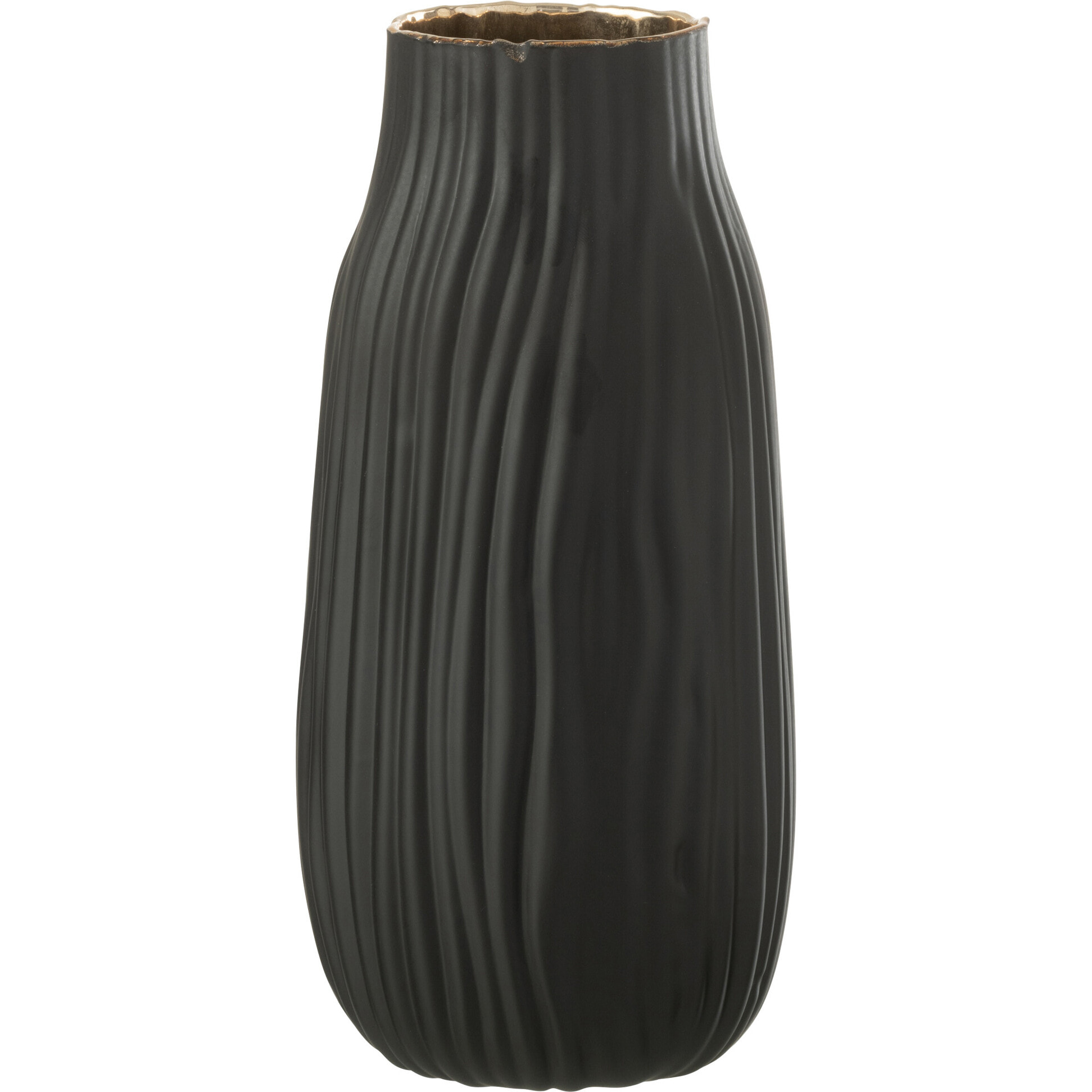 J-Line vase Rainures - verre - noir/or - medium  - 26 cm de hauteur