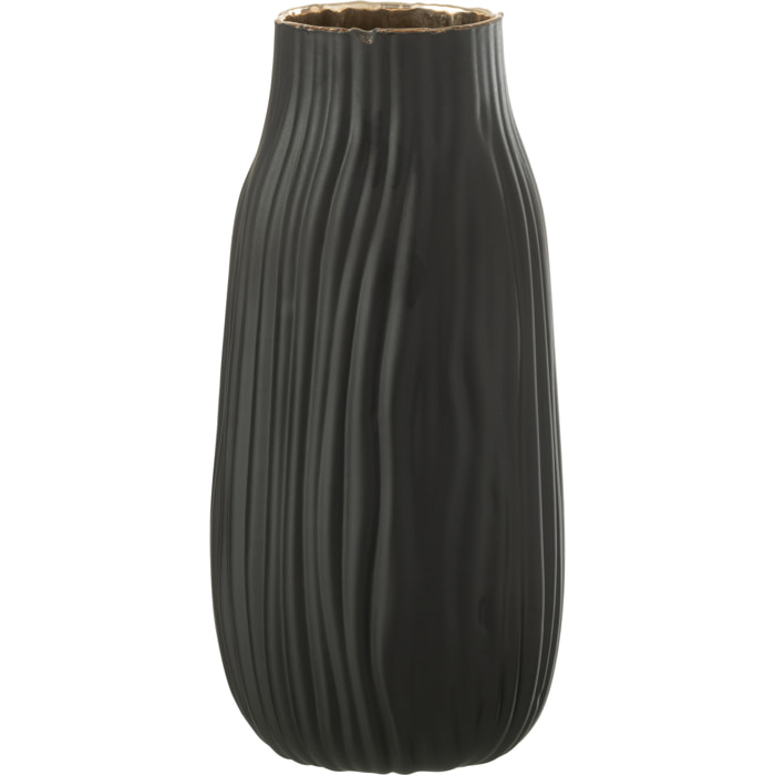 J-Line vase Rainures - verre - noir/or - medium  - 26 cm de hauteur
