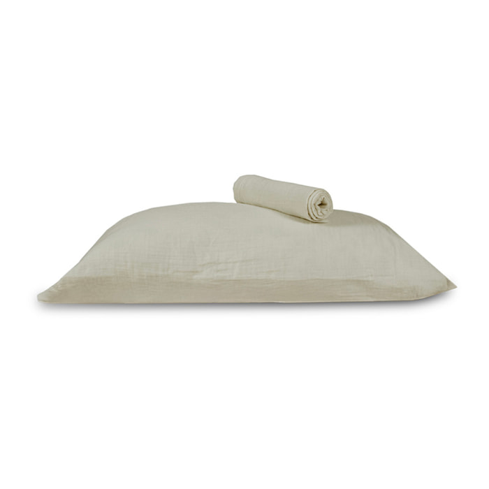 Lot 2 taies d'oreiller gaze de coton sable - LOUISE