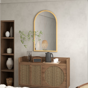 Miroir mural arche bois 110 x 65 cm clair naturel