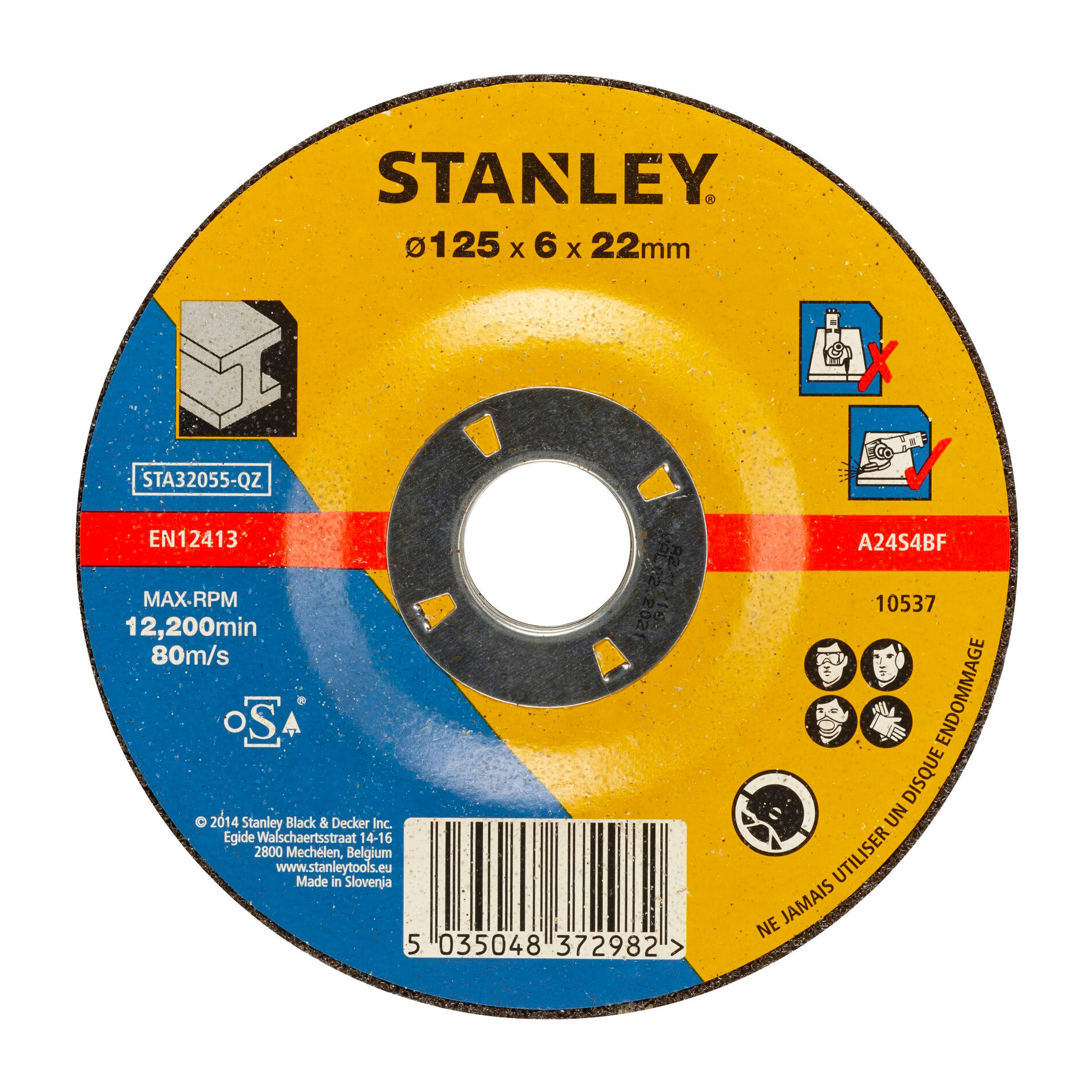 Stanley Disque aggloméré à ébarber le métal 125x22x6 STA32055-QZ