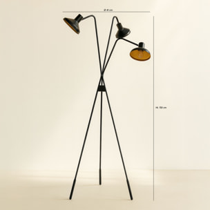 Lampadaire trépied en métal noir et doré h158cm SNAKE