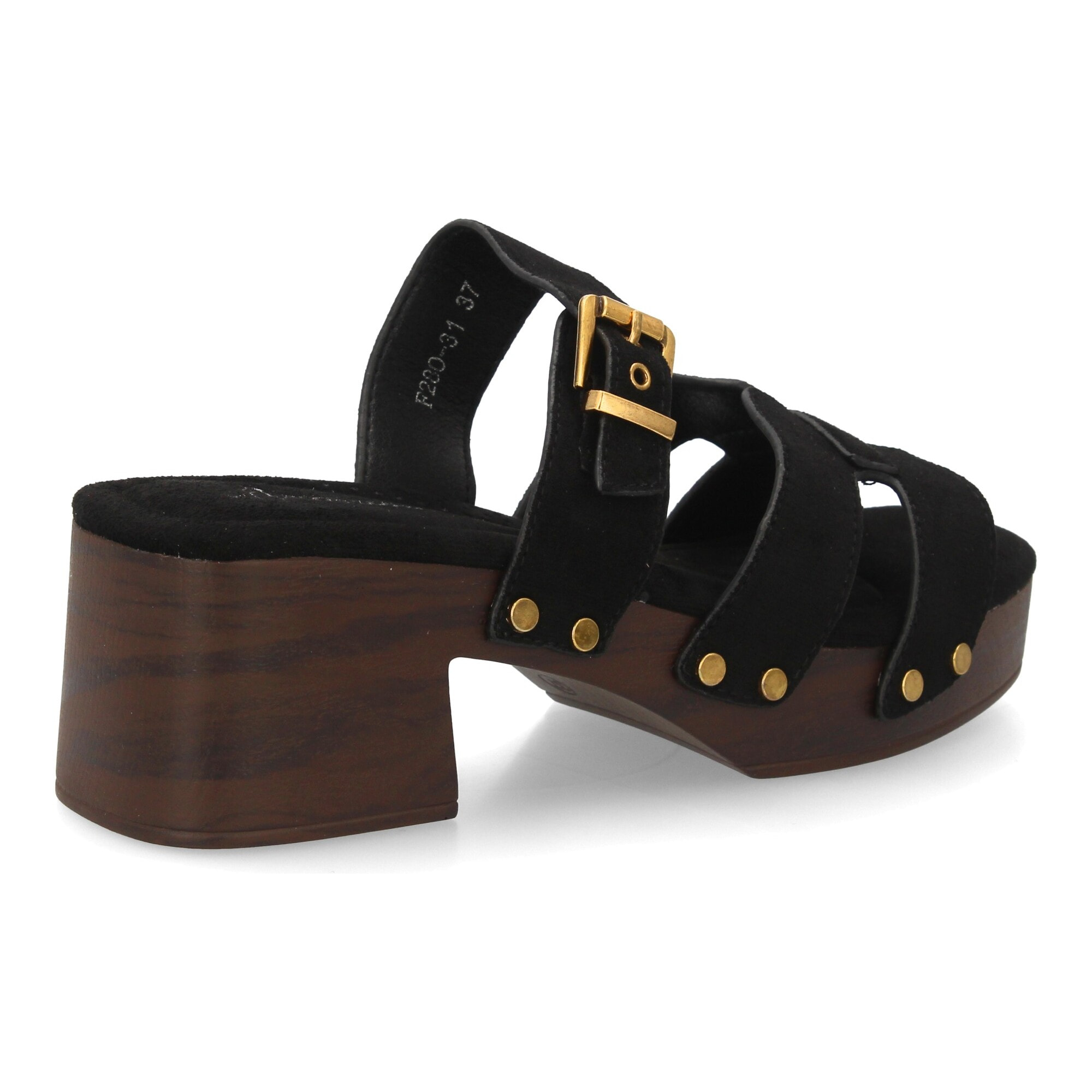 Sandalia pala mujer tacón anchocon tachuelas