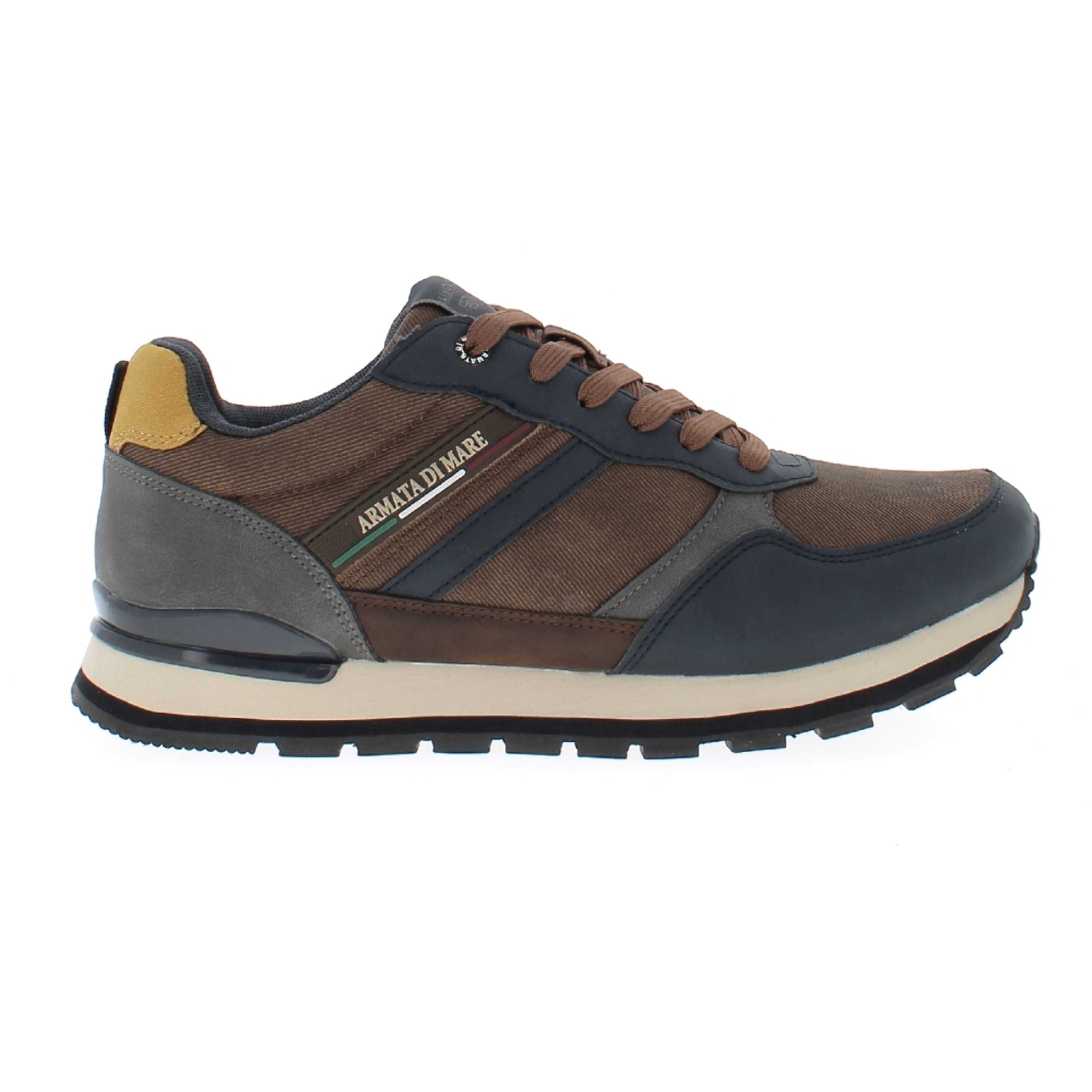 Armata di Mare Scarpe Uomo Sneakers Vintage Running con Soletta Rimovibile in Memory Foam AMU W24N620 Navy Dk Brown