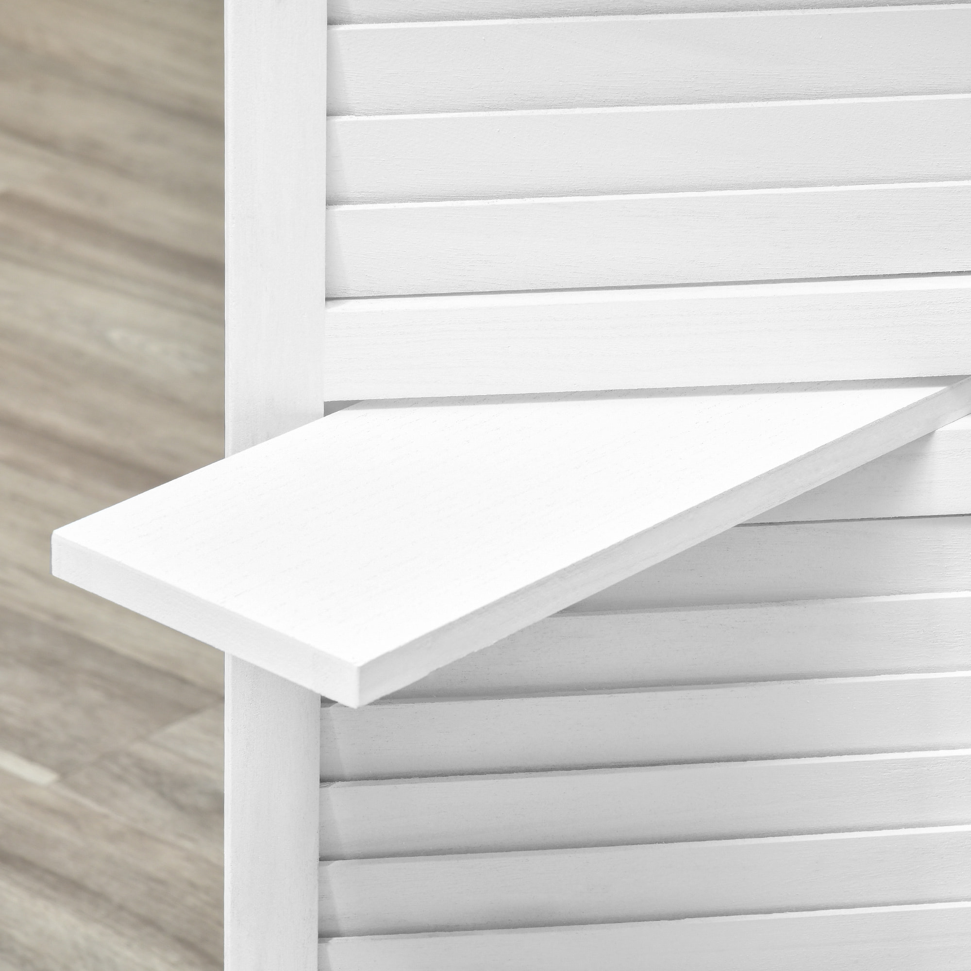 Paravent intérieur 4 panneaux 3 étagères pliables séparateur de pièce portes persiennes bois de paulownia blanc