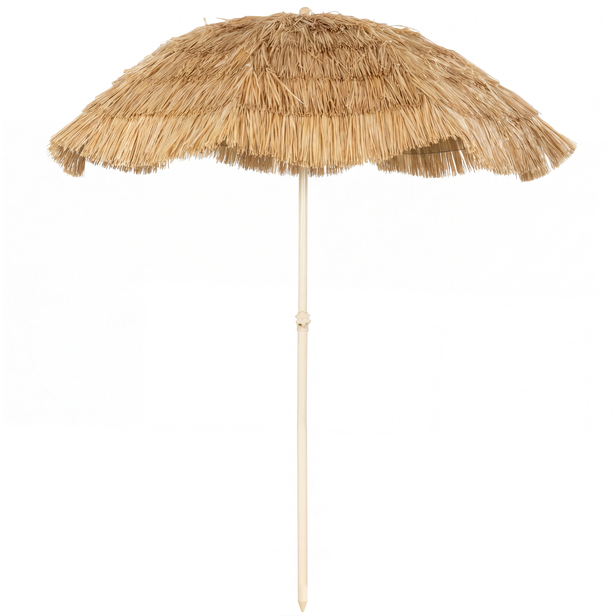 Parasol de plage inclinable design Hawaï 185 cm raphia artificiel kaki beige