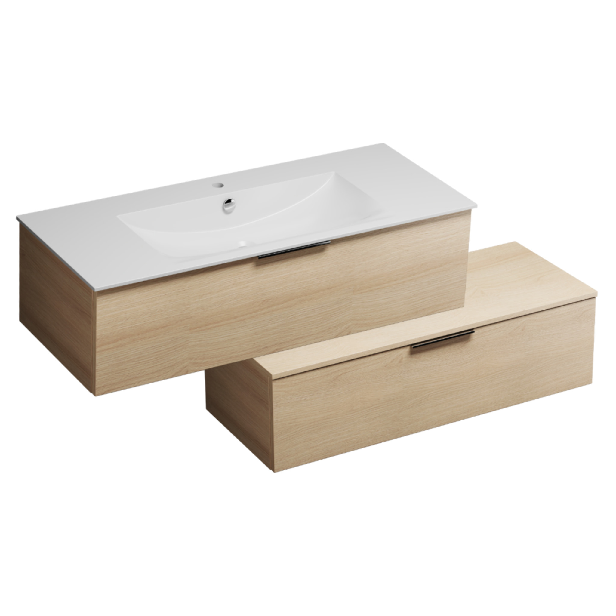 Meuble vasque de salle de bain 120 cm BURGBAD Olena en décalé chêne clair