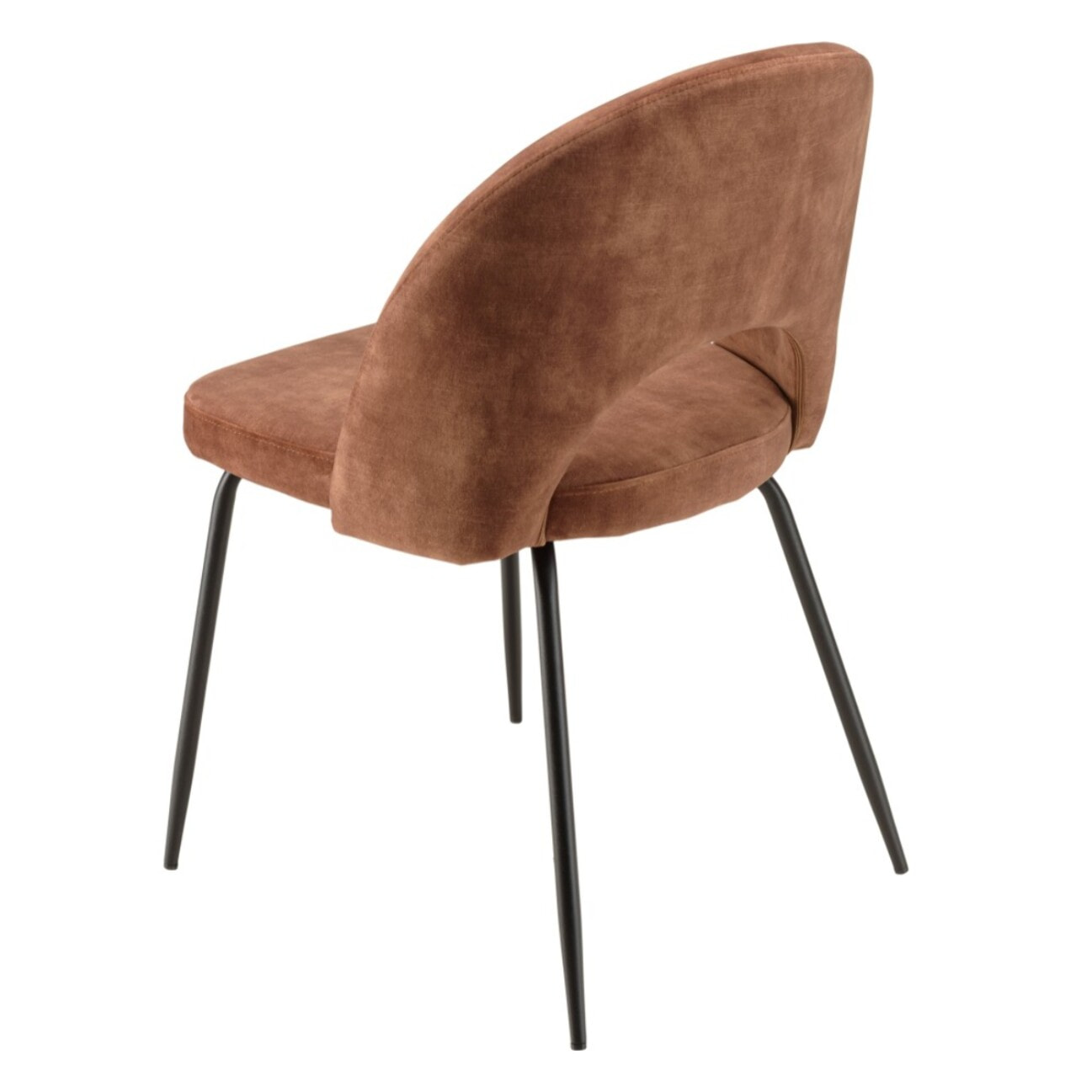 TOM - Lot de 2 chaises velours acajou dossier ouvert pieds acier noir