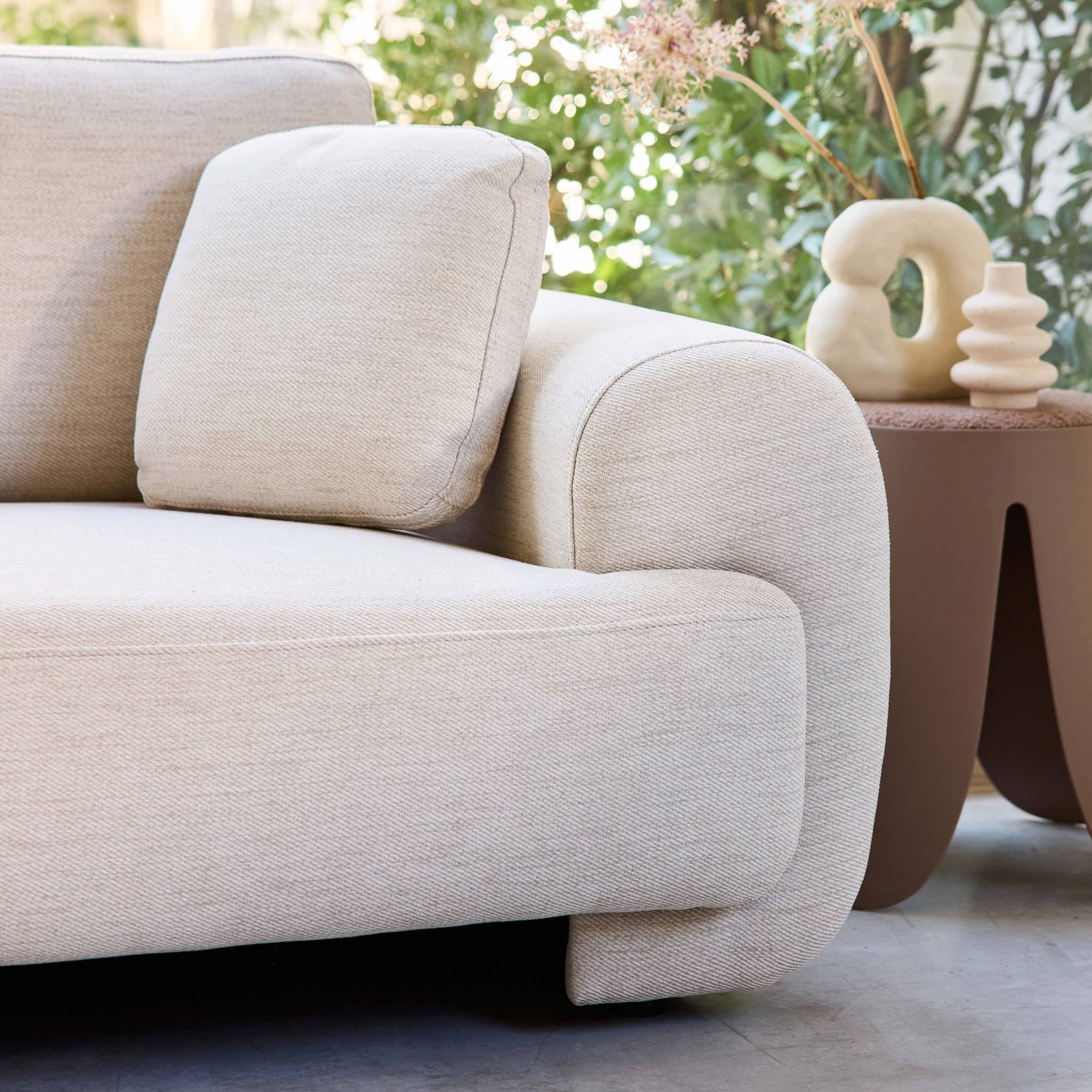 Canapé d'angle gauche 3 places tissu, pieds ronds ZENIO