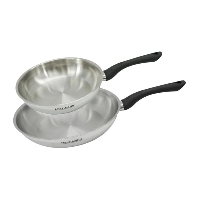 Set 2 poêles en inox Fackelmann Geneva