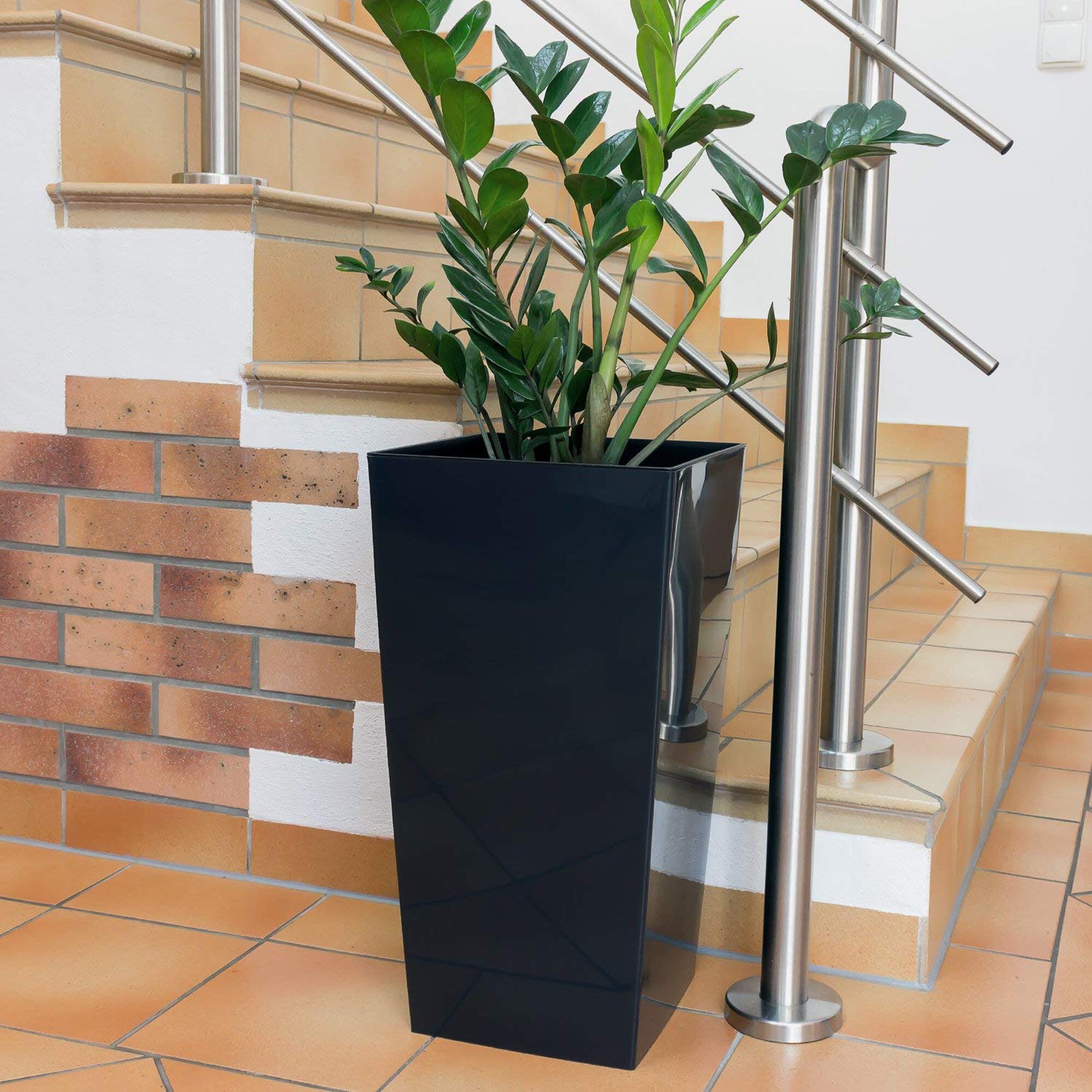 2 unidades de maceta alta urbi 49 litros, de plástico, 32,5 x 32,5 x 61 cm antracita