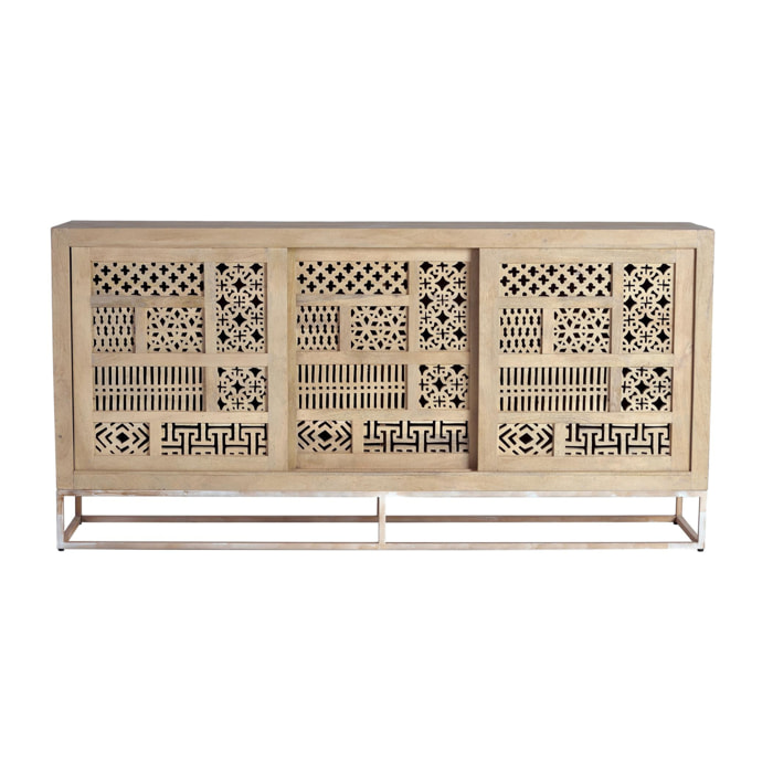 Aparador de Madera de Mango Estilo Boho Tallado