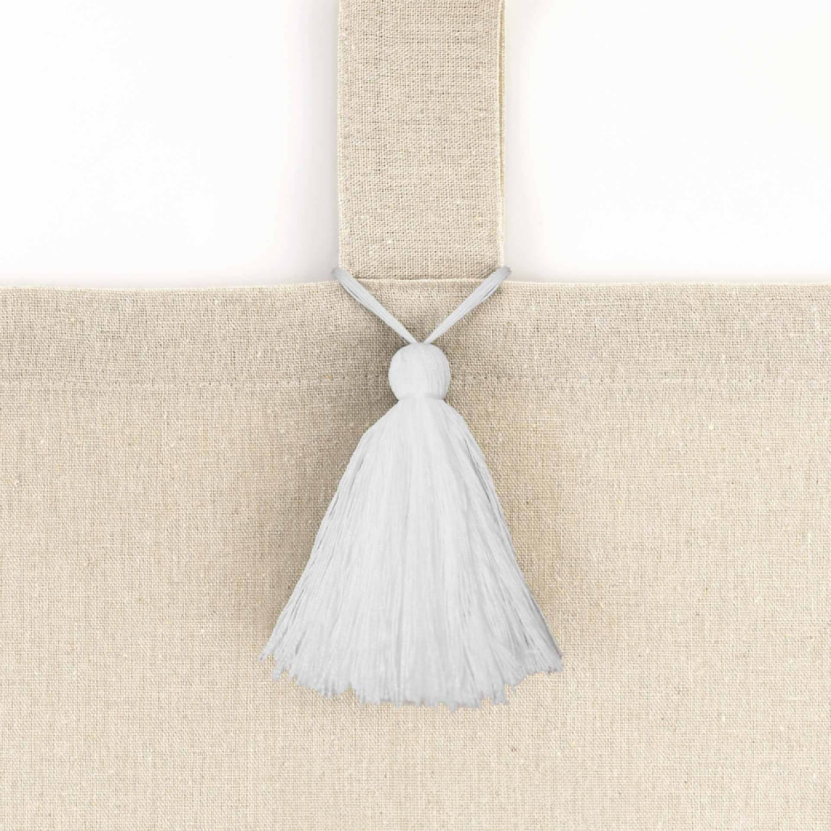 Rideau à Passants avec Pompons Uni - Blanc