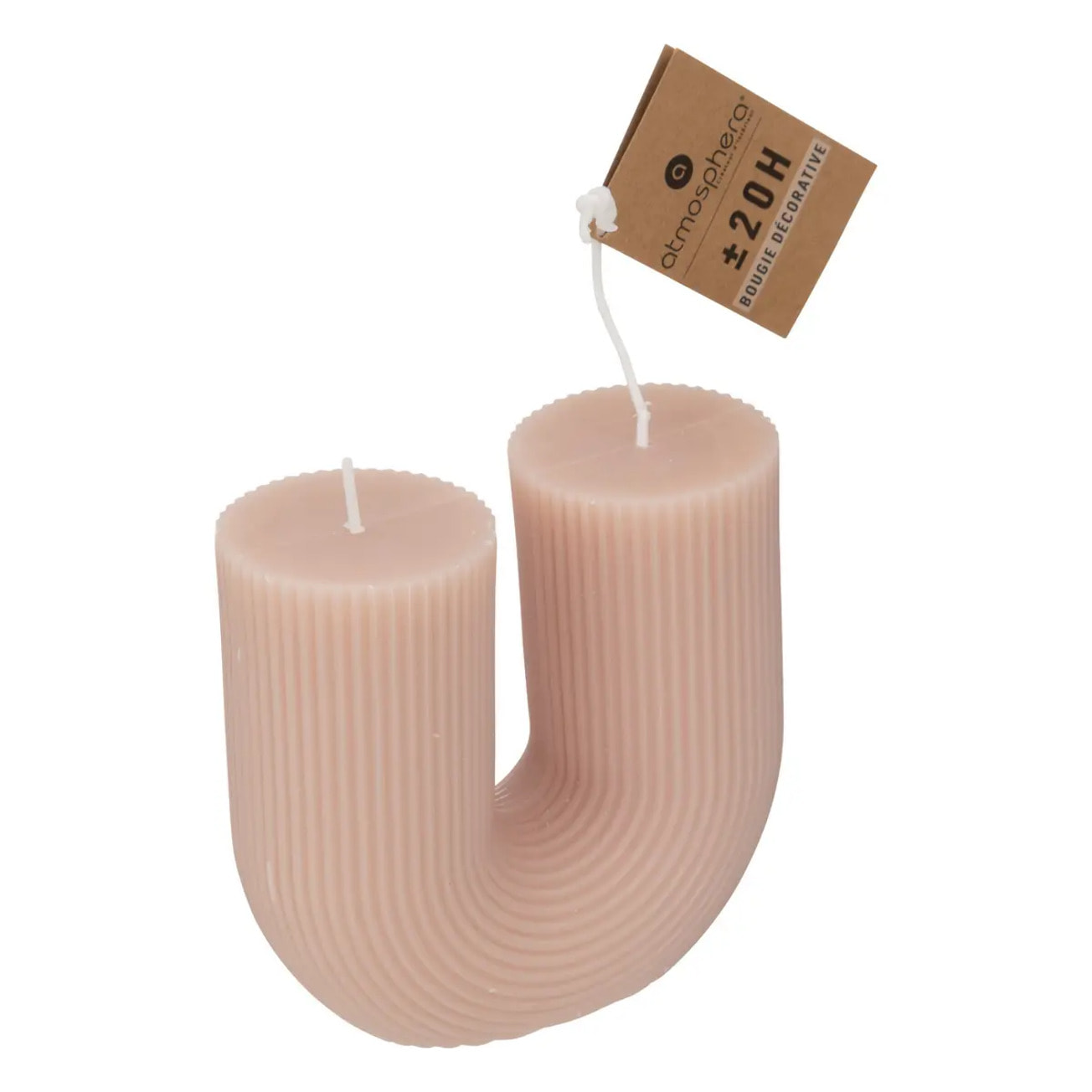 Bougie en U "Demi" en coton H12cm rose