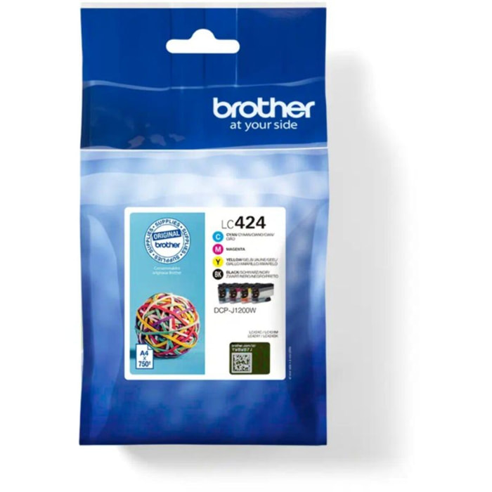 Cartouche d'encre BROTHER Pack Multipack 4 Originales LC424 (Noir + 3 Couleurs) - LC424VAL