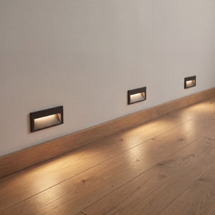 Ledsc4 - Empotrable de pared Tiny Short Aluminio, Cristal Gris urbano, Arenado