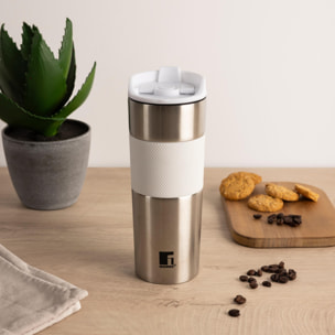 Taza de Viaje 460ml en Acero inoxidable y silicona Blanco LOVERS Bergner