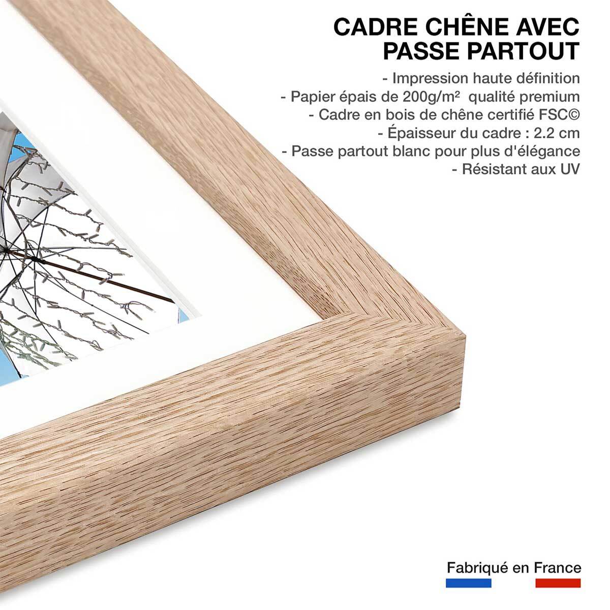Affiche poster ombrella Affiche + cadre en bois - Chêne