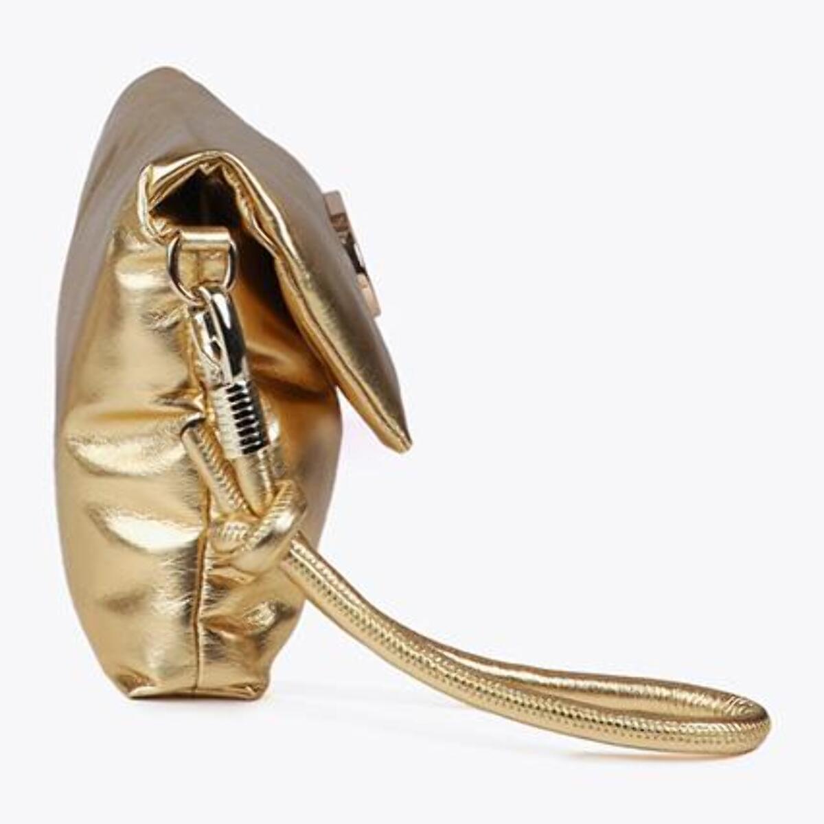 Pochette trapuntata effetto metallico con logo LC ovale