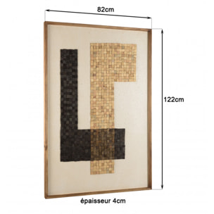 ANDRIAN - Décoration murale 82x122cm mosaïque beige/noire en Pin recyclé