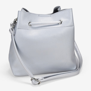 Bolso de mano plateado con asa de pañuelo