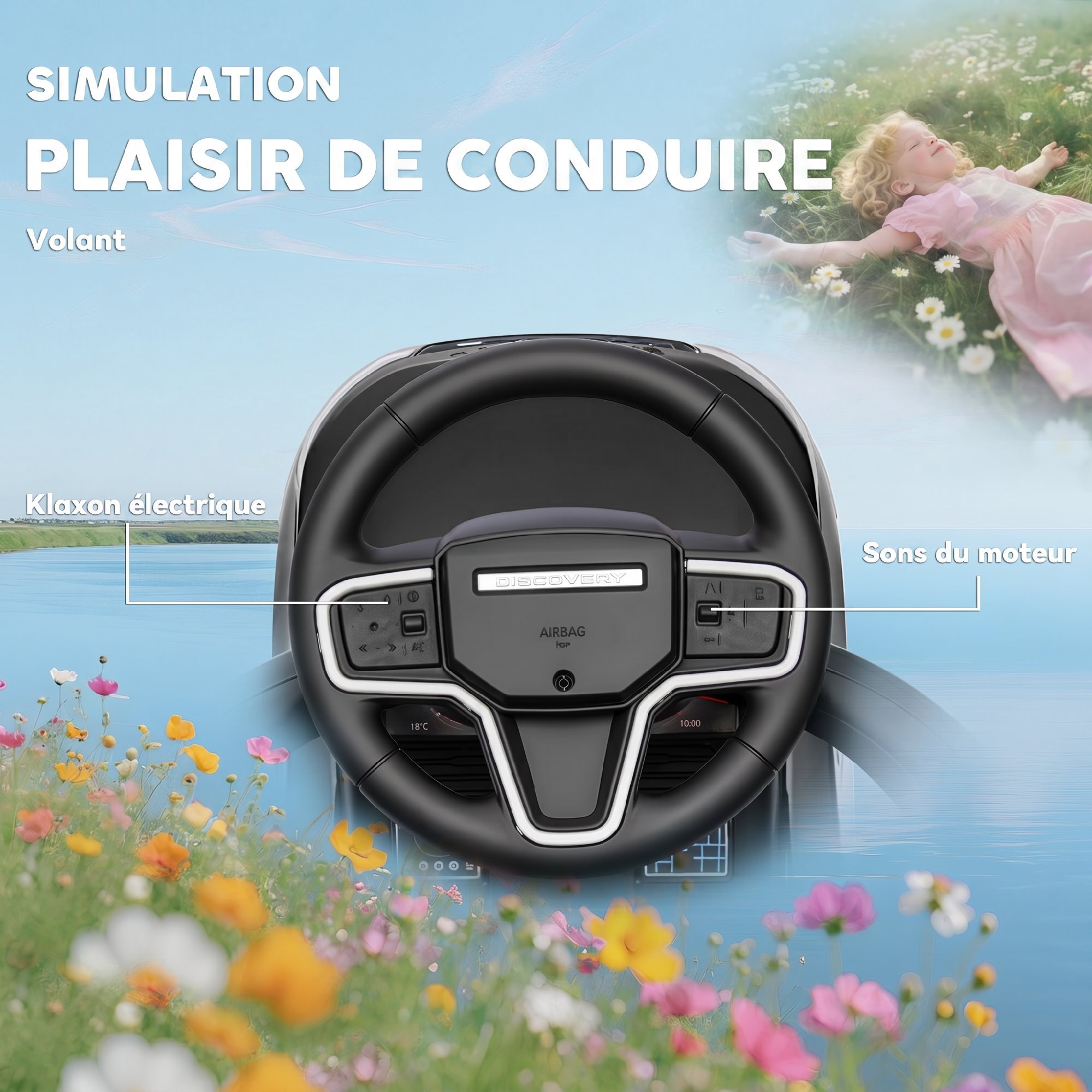 Porteur enfant voiture évolutif 2 en 1 licence Land Rover Discovery Sport effets sonores