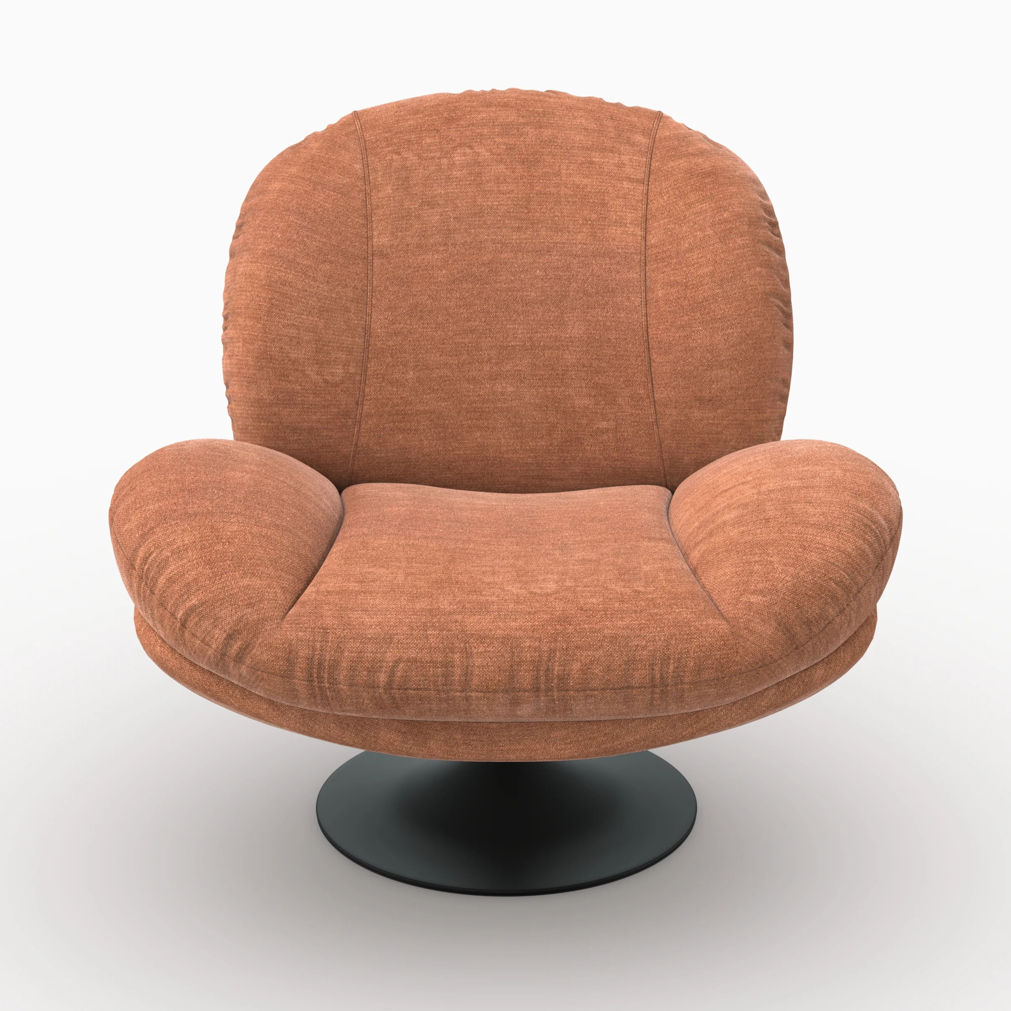 Fauteuil pivotant en tissu effet velours marron - Ricci