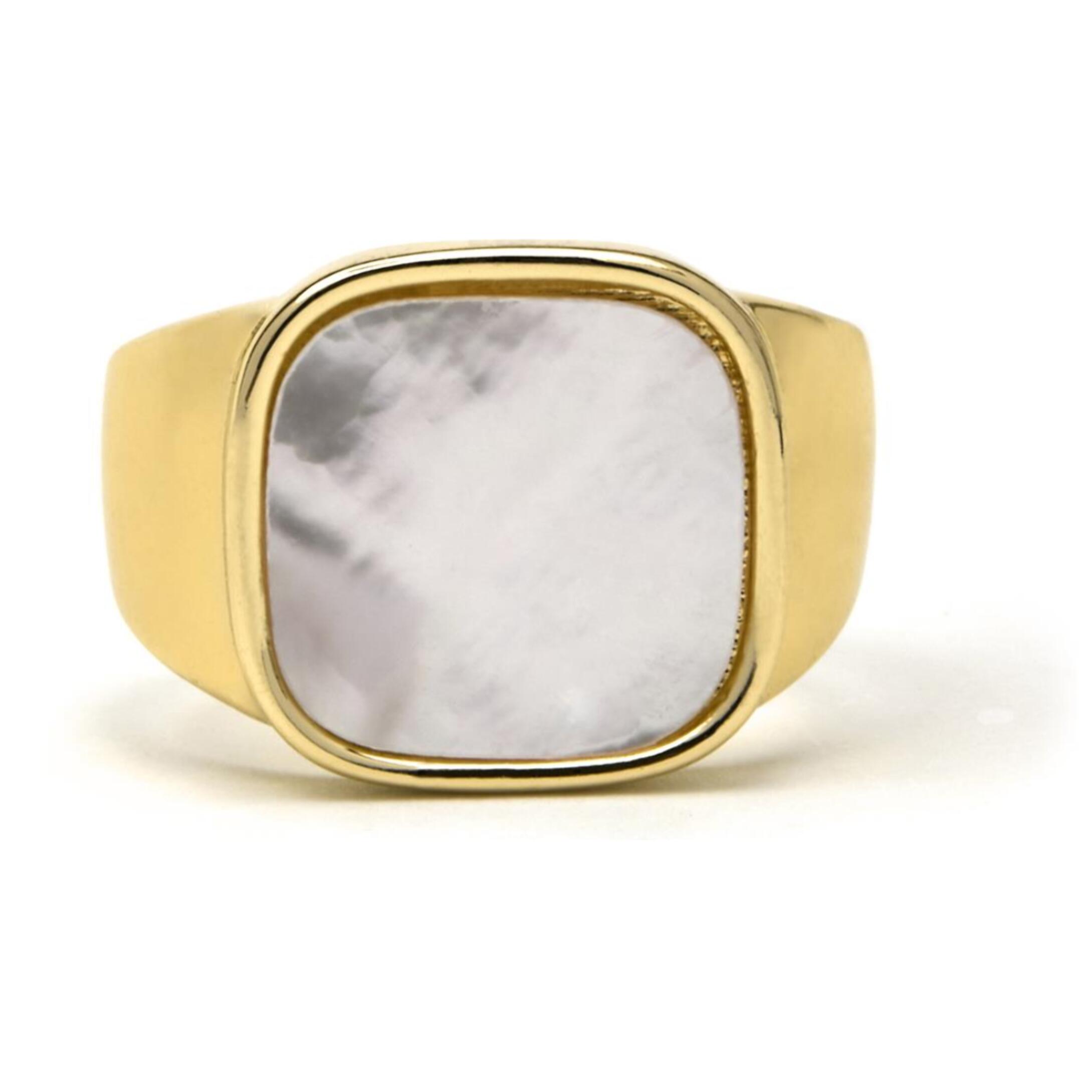 Anillo con Madreperla Blanca acabado oro 18k