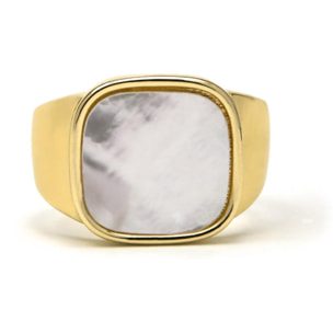 Anillo con Madreperla Blanca acabado oro 18k